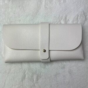 Eyeglasses Sunglasses Case PU Leather Soft Body Thin Case Collar Button Closure